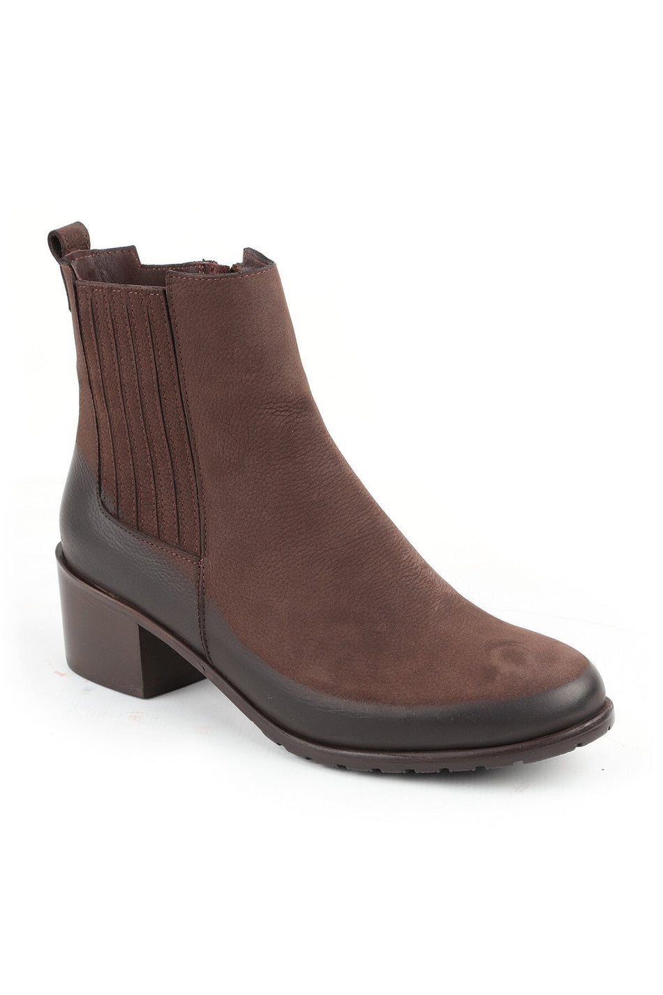 Genuine Leather Women's Chelsea Boots – Side Zipper, Elastic, Thick Heel, Non-Slip Sole L065.282 - MALLTURK