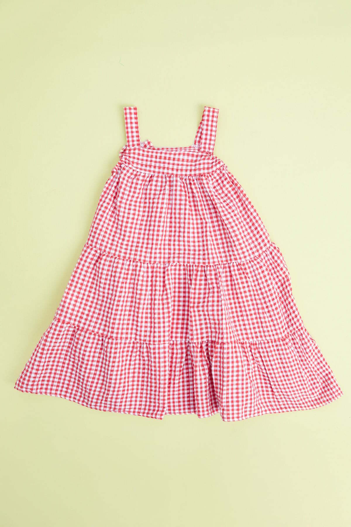 Gingham Patterned Hat and Strap Girls' Dress - MALLTURK