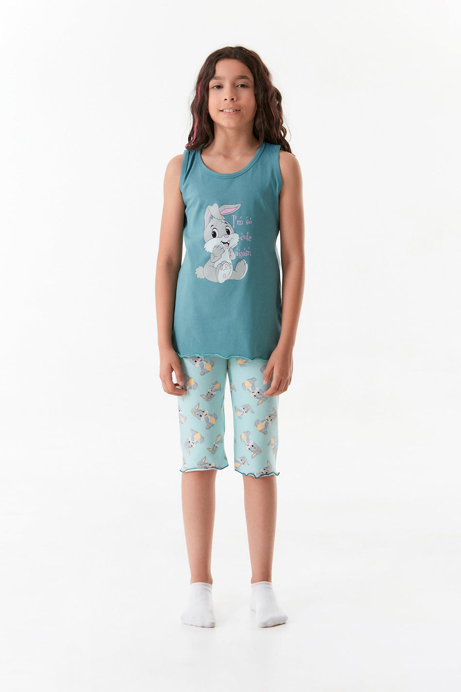 Girl's Rabbit Printed Pajama Set - MALLTURK