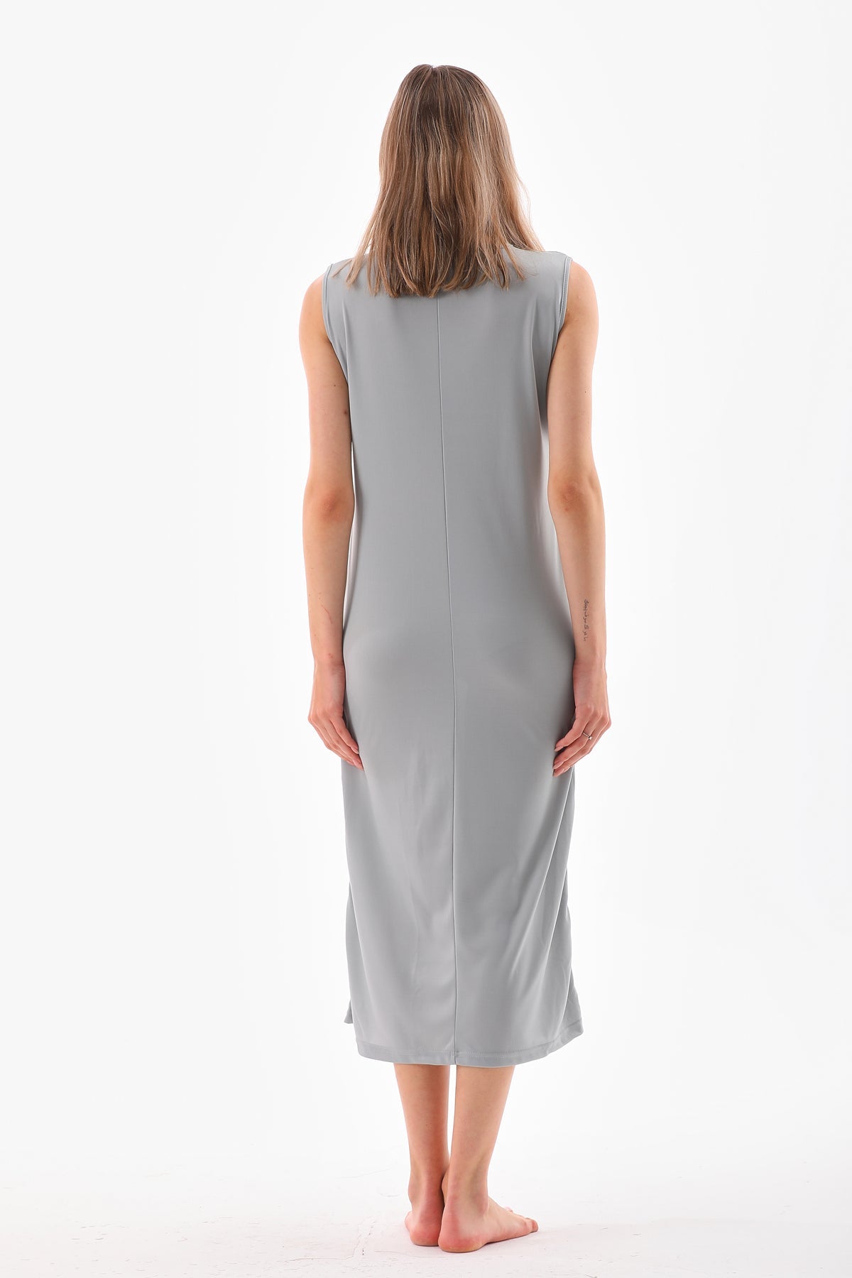 Gray Sleeveless Dress Lining Underwear Underskirt - MALLTURK