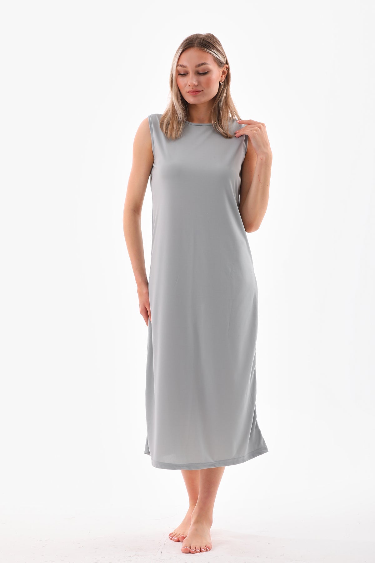 Gray Sleeveless Dress Lining Underwear Underskirt - MALLTURK
