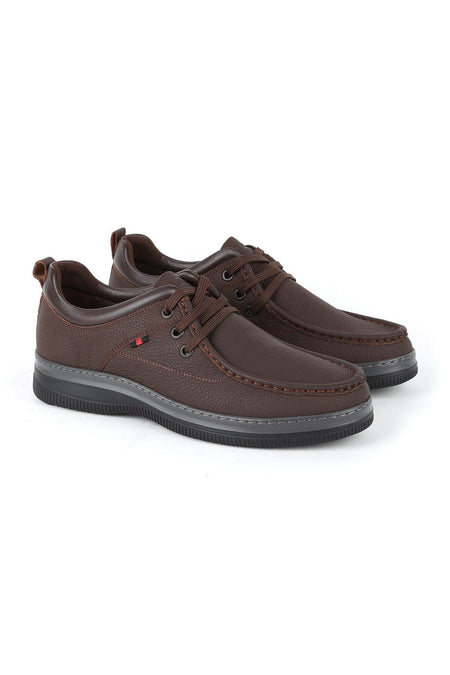 H1064 Men's Leather Casual Shoes Khv-Gray - MALLTURK