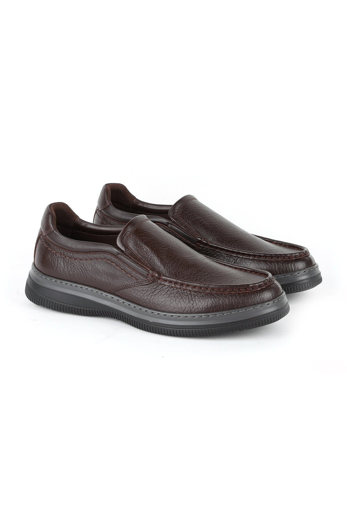 H1065 Men's Leather Casual Shoes Khv-Gray - MALLTURK