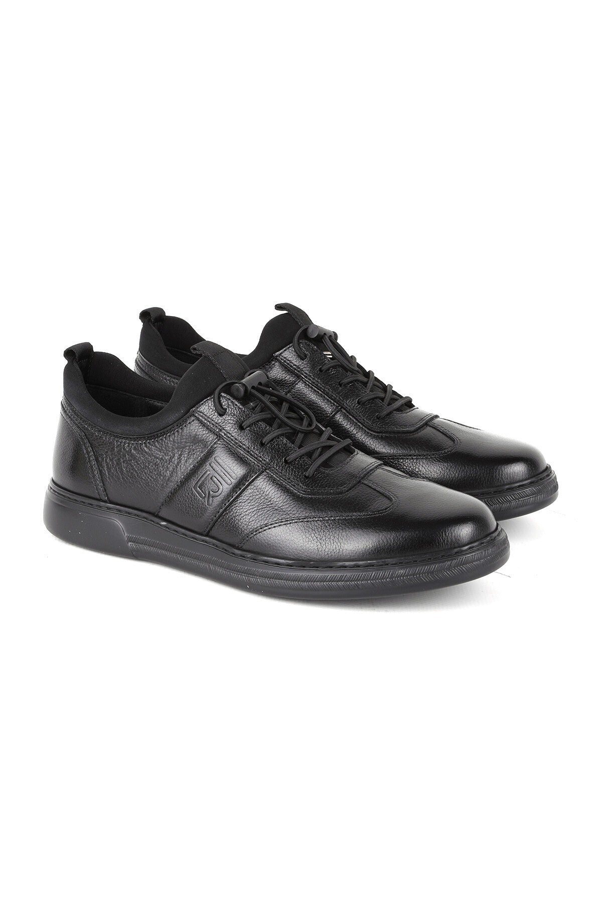 H1067 Men's Leather Casual Shoes Black - MALLTURK