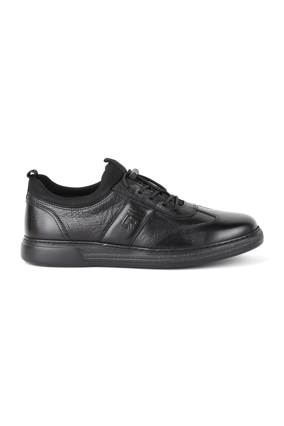 H1067 Men's Leather Casual Shoes Black - MALLTURK