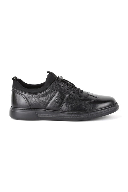 H1067 Men's Leather Casual Shoes Black - MALLTURK