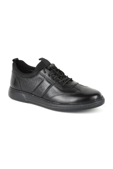 H1067 Men's Leather Casual Shoes Black - MALLTURK