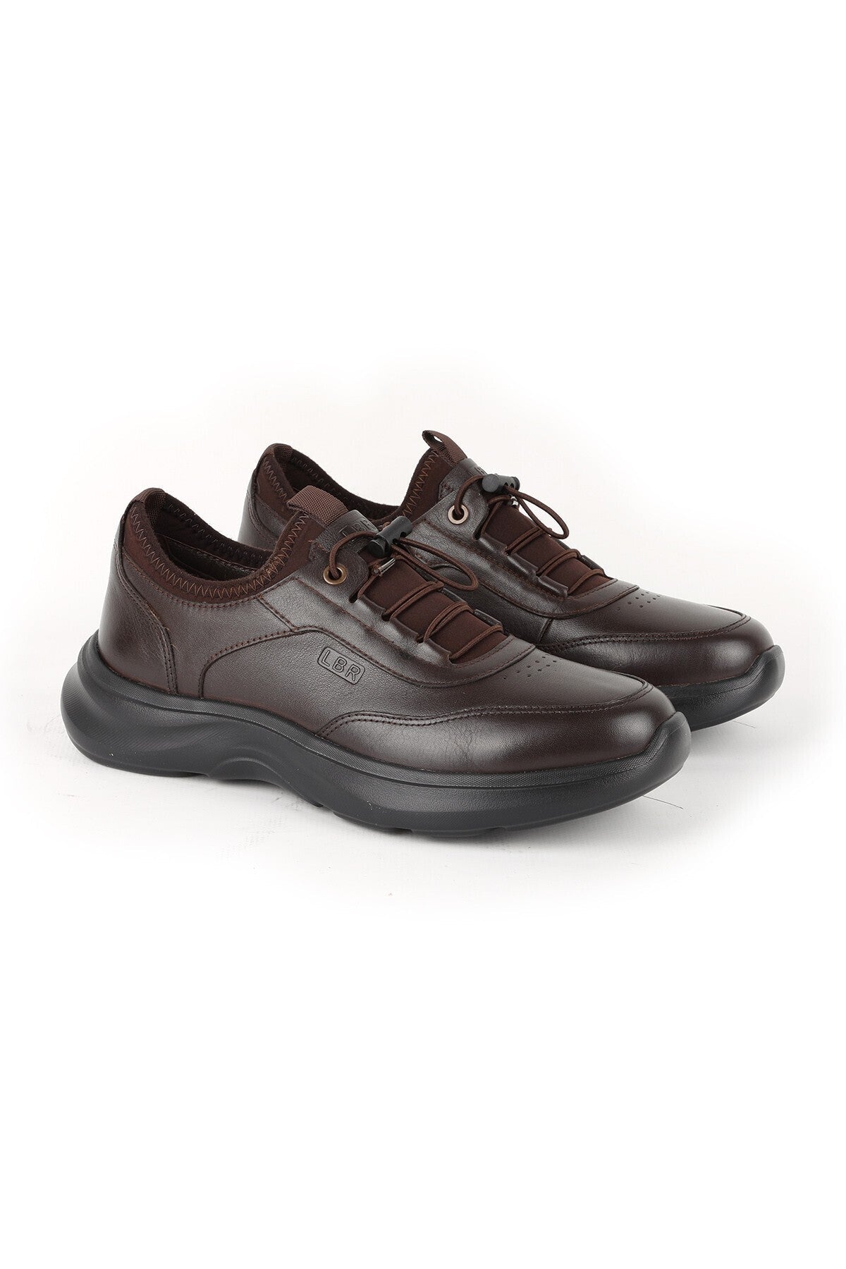 H1071 Men's Leather Casual Shoes Brown - MALLTURK