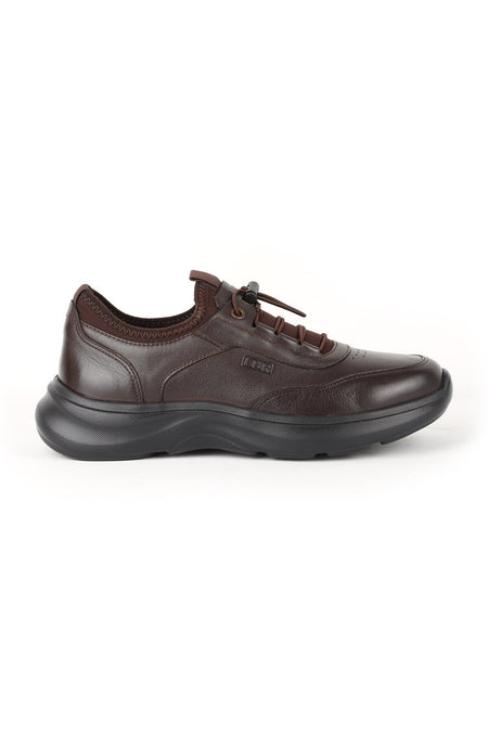 H1071 Men's Leather Casual Shoes Brown - MALLTURK