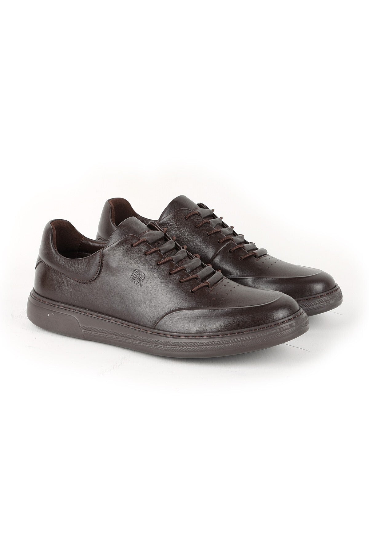 H1080 Men's Leather Casual Shoes Brown - MALLTURK