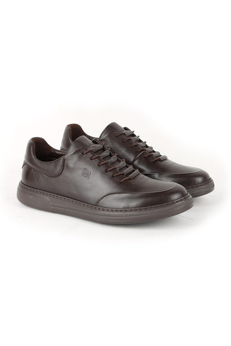 H1080 Men's Leather Casual Shoes Brown - MALLTURK