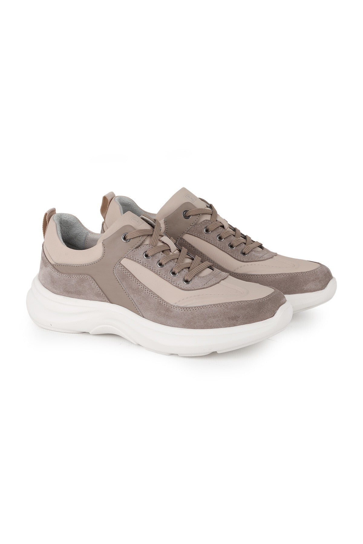 H1083 Men's Leather Casual Shoes Sand-White - MALLTURK