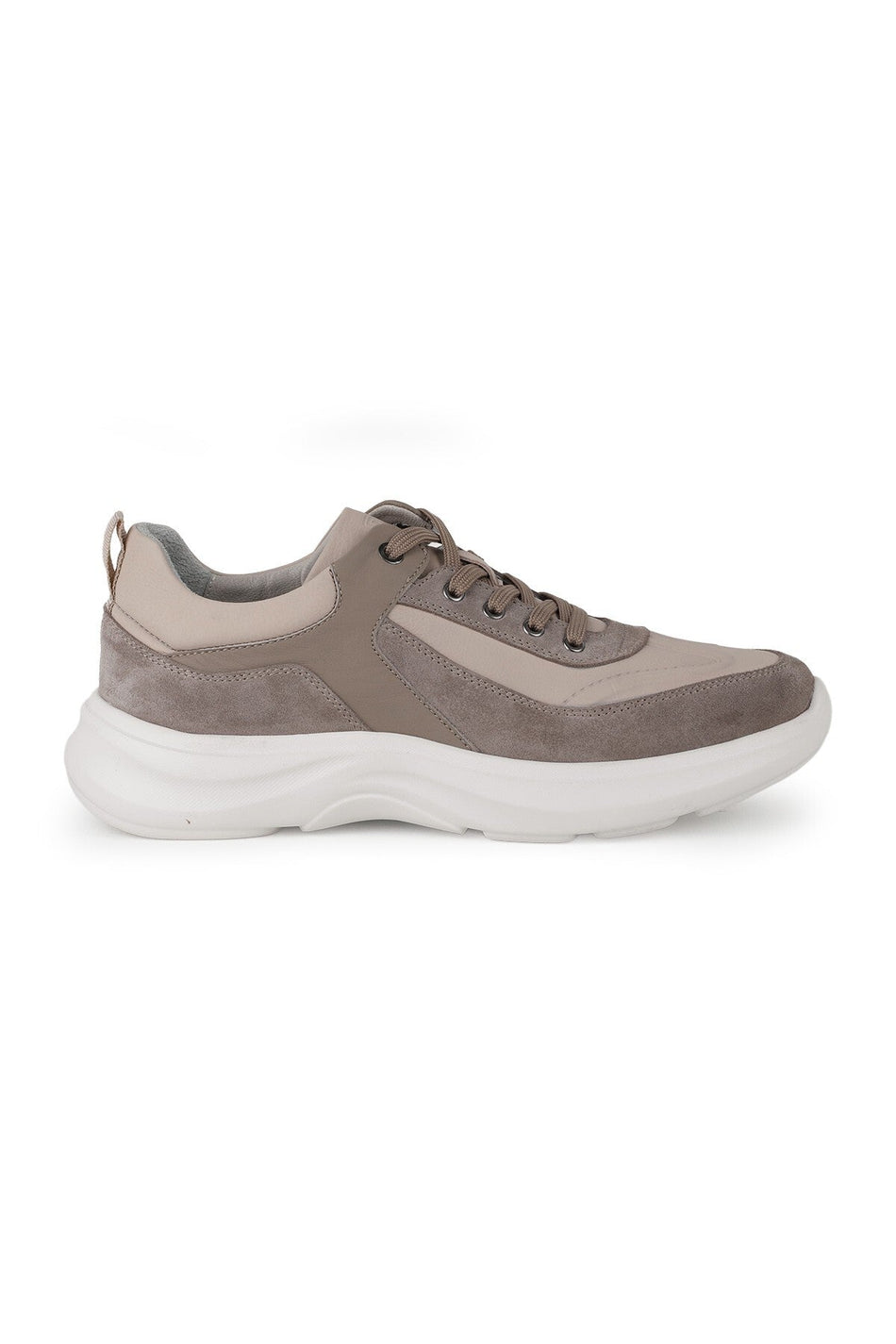 H1083 Men's Leather Casual Shoes Sand-White - MALLTURK