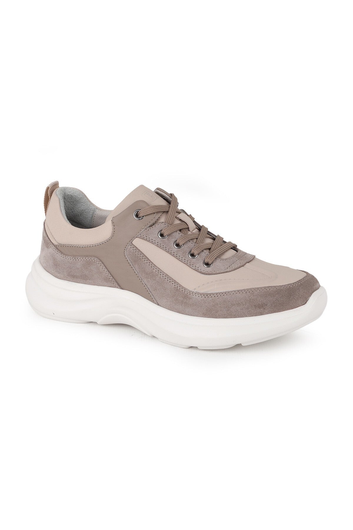 H1083 Men's Leather Casual Shoes Sand-White - MALLTURK