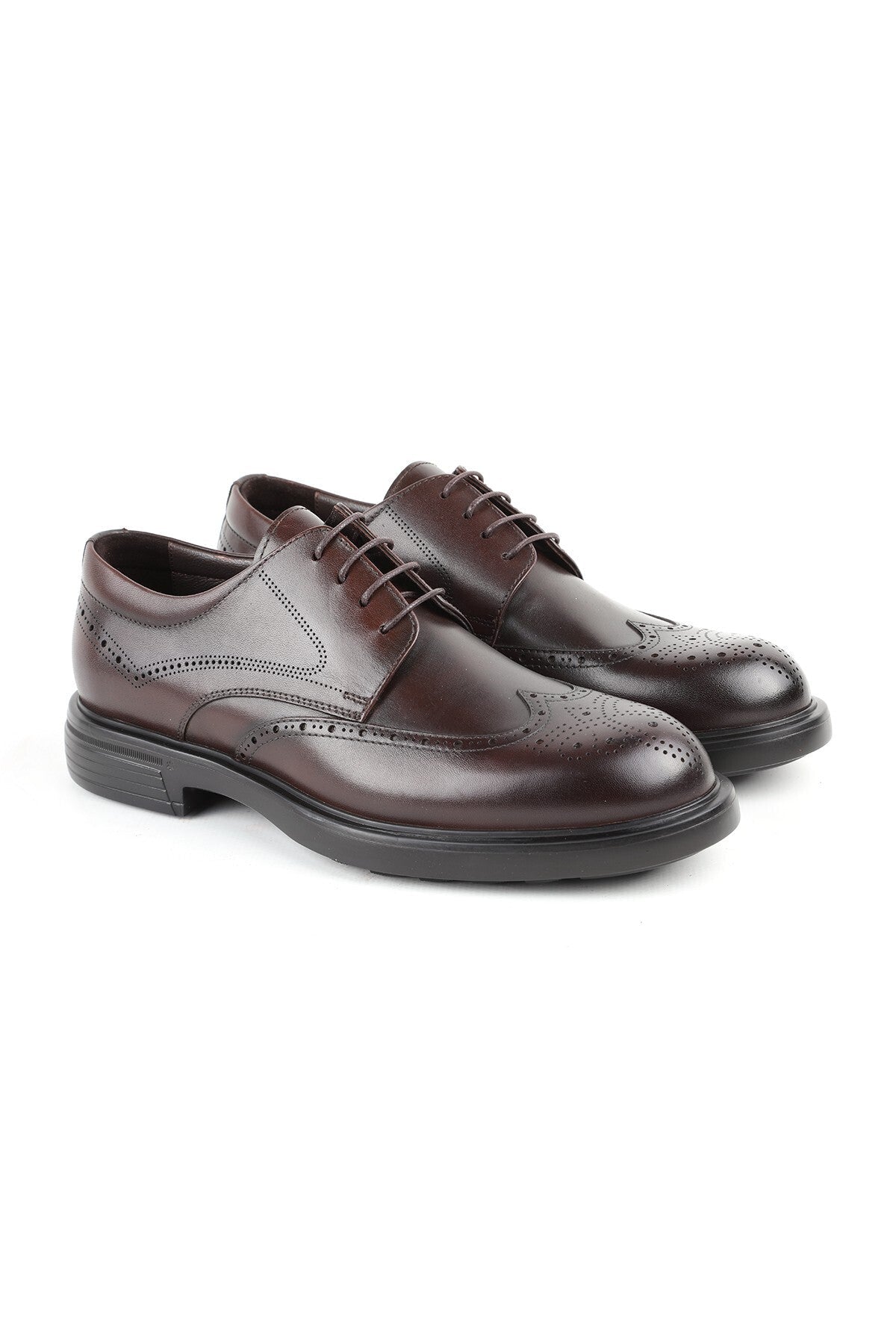 H1088 Genuine Leather Shock Absorbing EVA Sole Brogue Perforated Pattern Men's Classic Shoes - MALLTURK