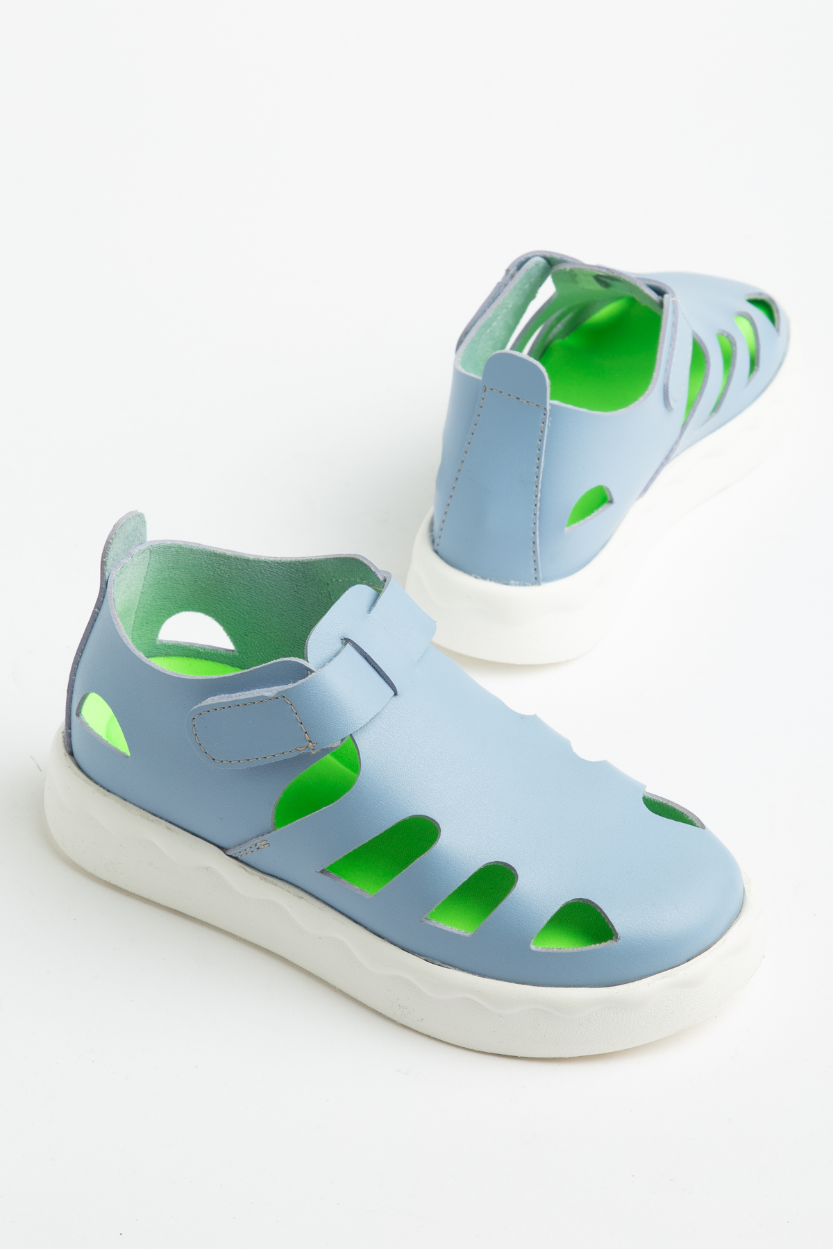 Hafif Tabanlı Rahat Cırtlı Sandalet Çocuk Unisex Açık Mavi Sandalet TBGRFD101 - MALLTURK
