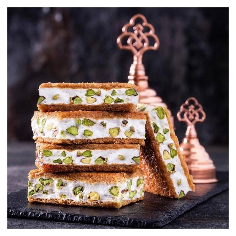 Pistachio Nougat with Kadayif (Turkish Delight)