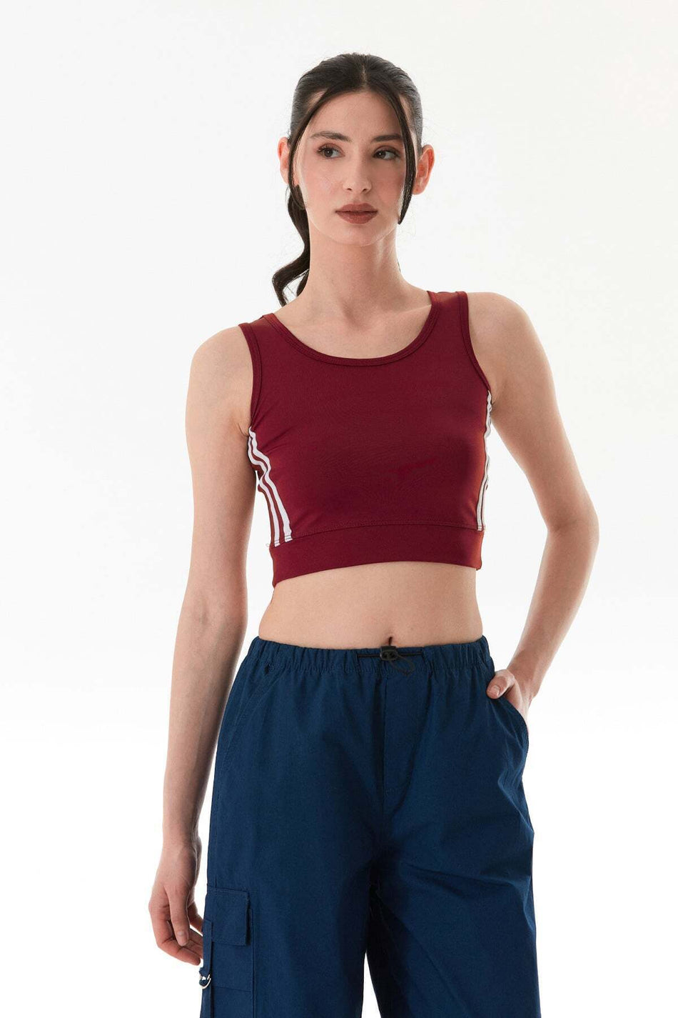 Halter Neck Bustier with Side Stripes - MALLTURK