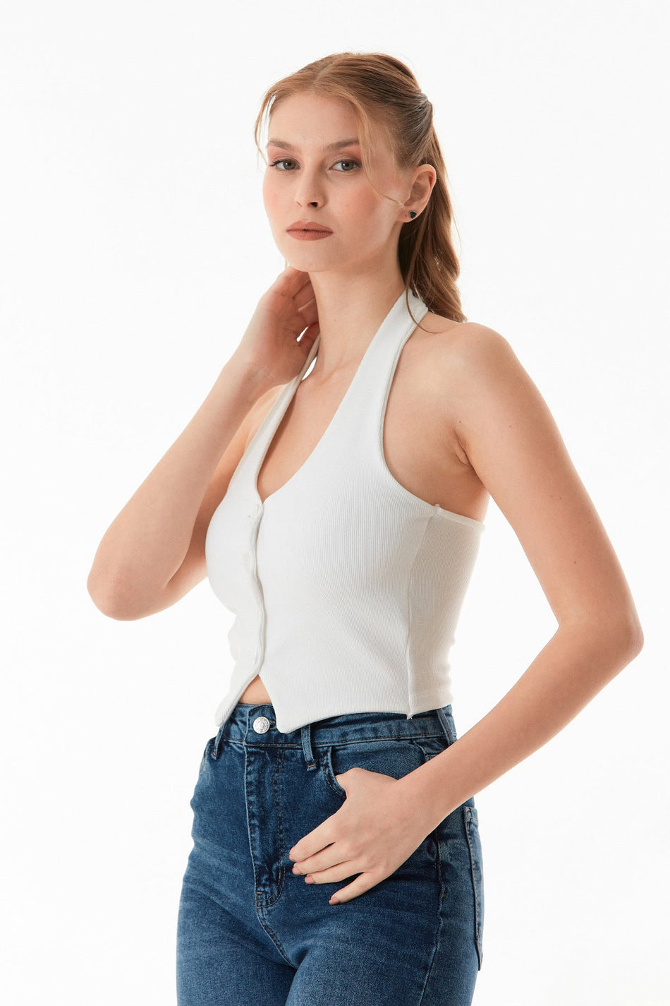 Halter Neck Buttoned Vest - MALLTURK