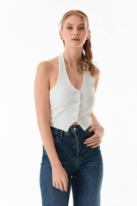 Halter Neck Buttoned Vest - MALLTURK