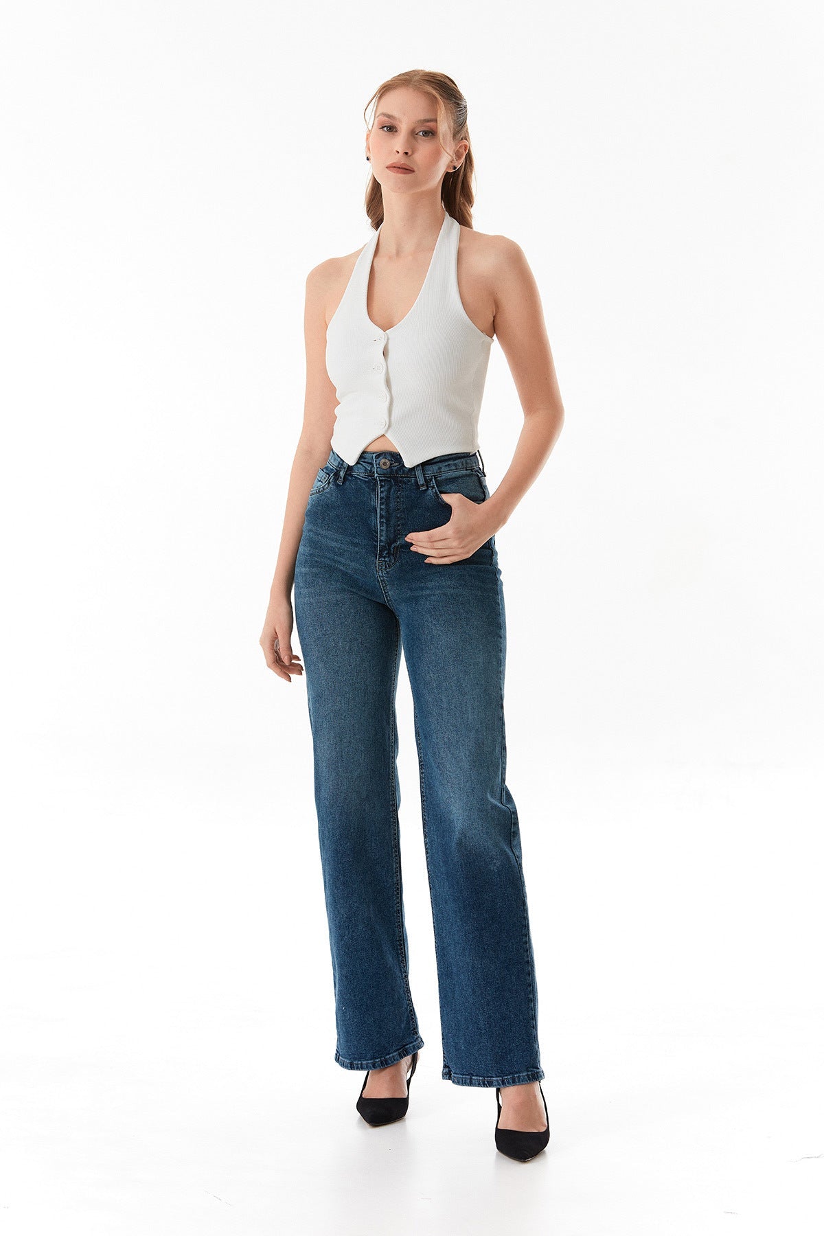 Halter Neck Buttoned Vest - MALLTURK