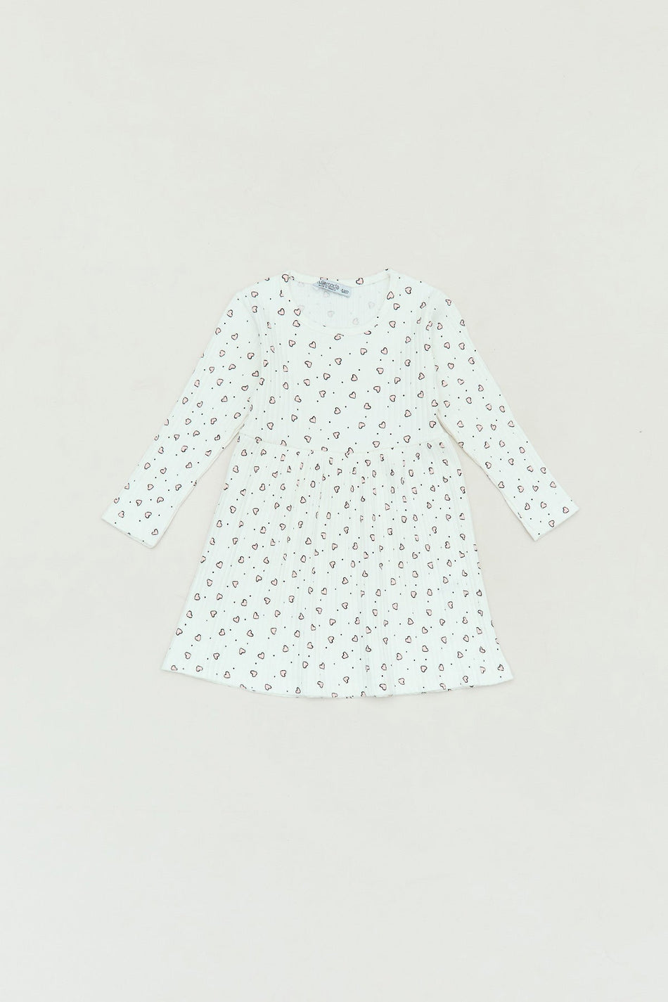 Heart Printed Ribbed Girl's Dress - MALLTURK