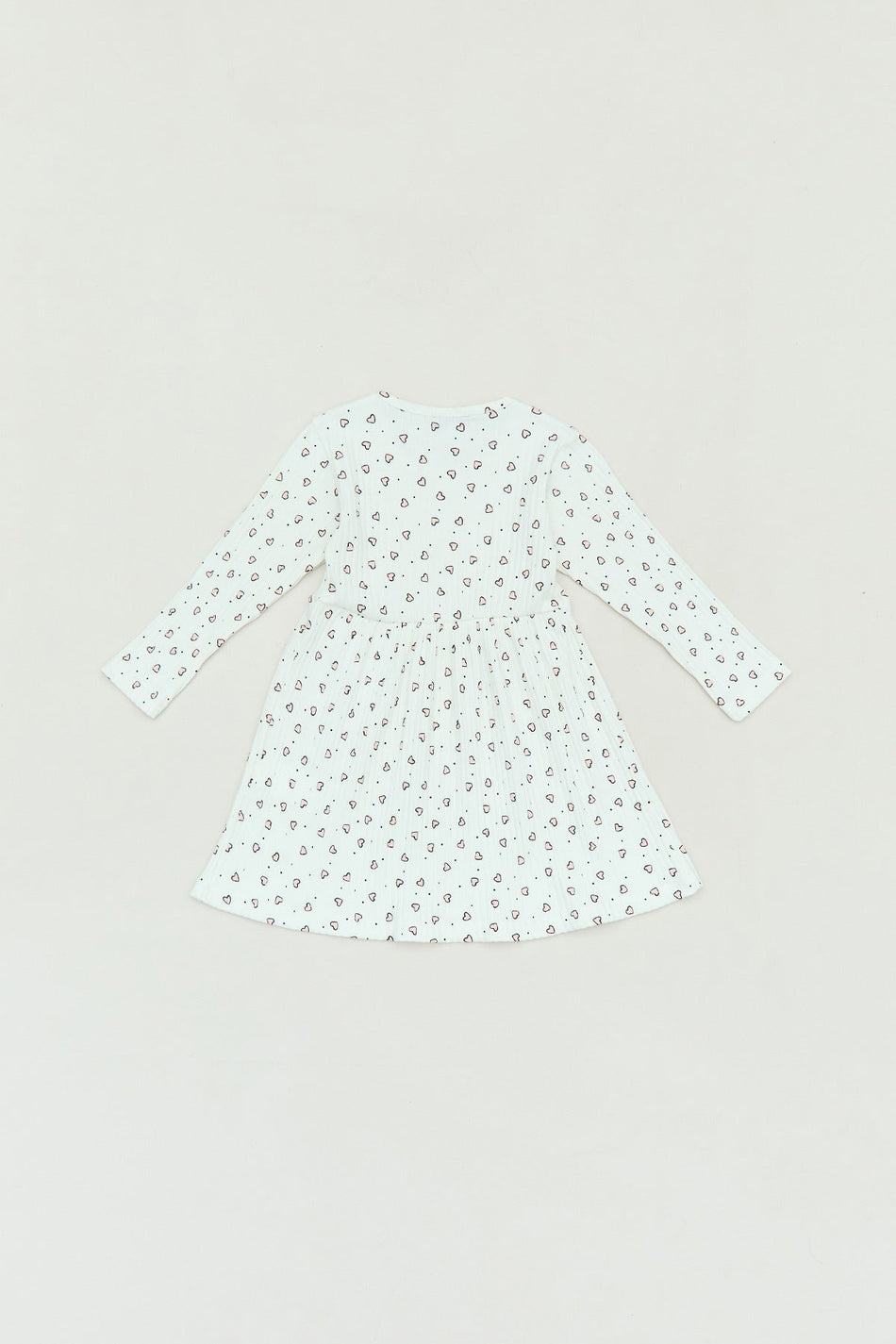 Heart Printed Ribbed Girl's Dress - MALLTURK