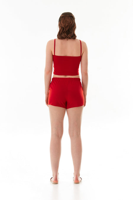 Heart Printed Strappy Shorts Set - MALLTURK