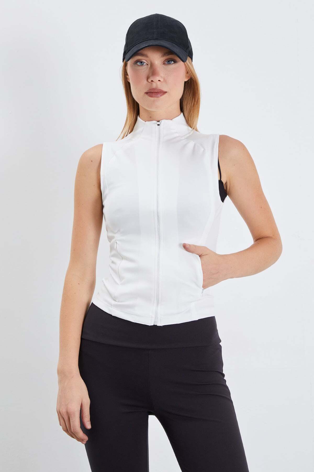 High Collar Diving Fabric Slim Fit Vest - MALLTURK