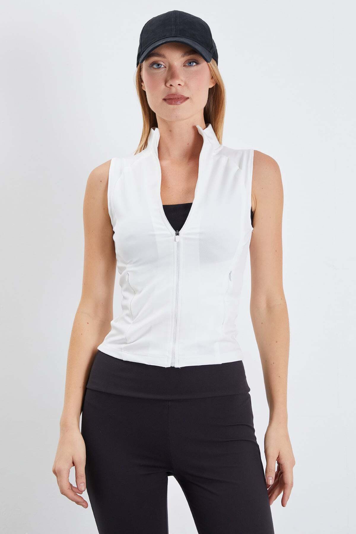 High Collar Diving Fabric Slim Fit Vest - MALLTURK