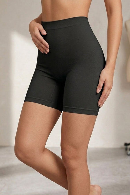 High Waist Seamless Shaping Women's Mid-Length Boxer 2002-Black - MALLTURK