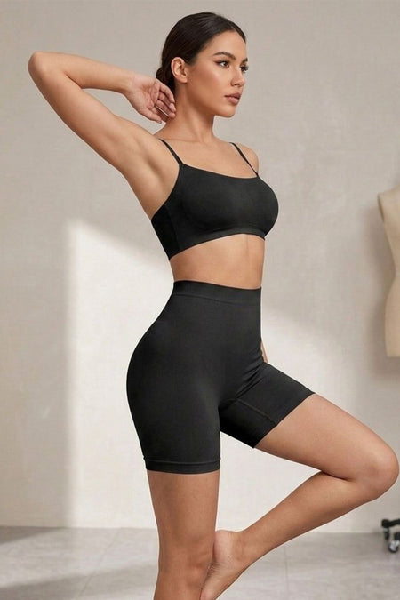 High Waist Seamless Shaping Women's Mid-Length Boxer 2002-Black - MALLTURK