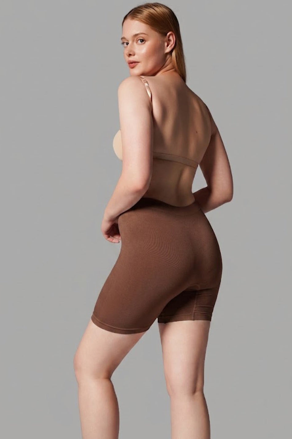 High Waist Seamless Shaping Women's Mid-Length Boxer 2002-Brown - MALLTURK
