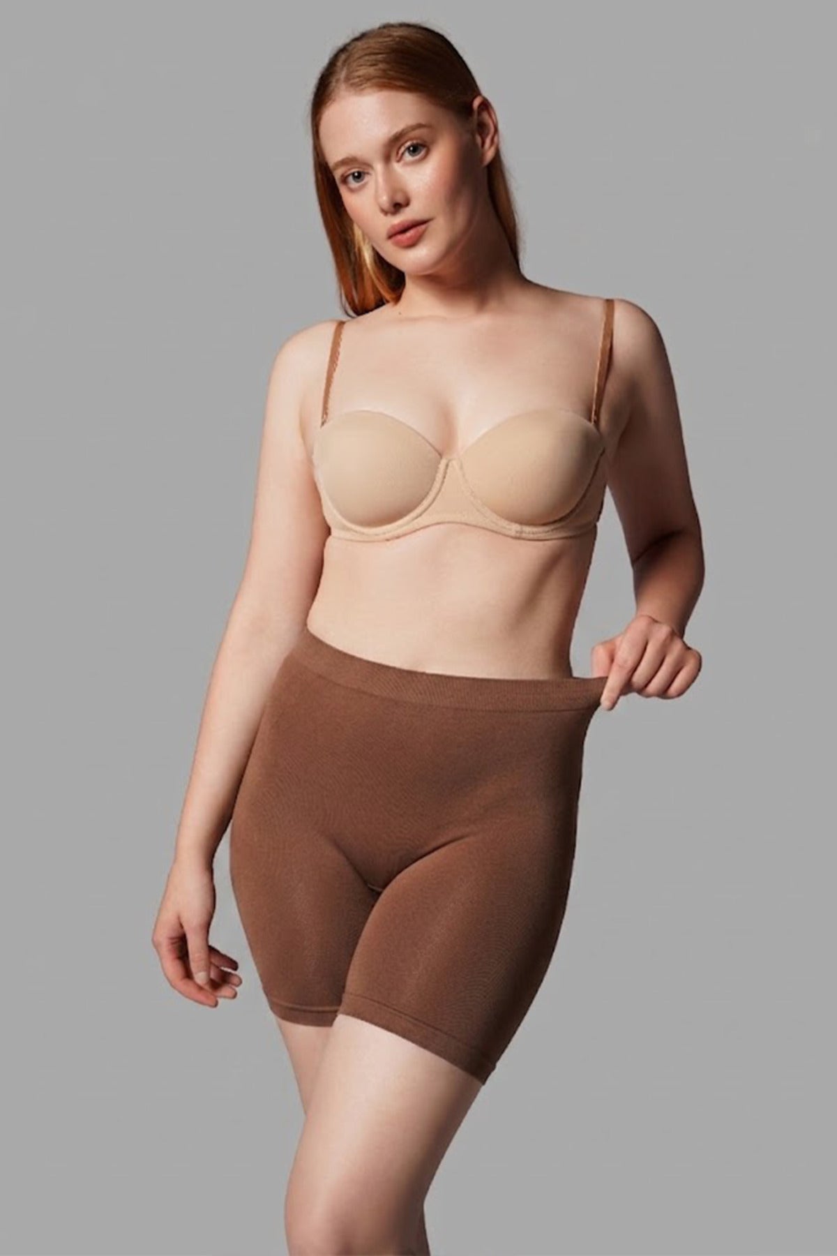 High Waist Seamless Shaping Women's Mid-Length Boxer 2002-Brown - MALLTURK