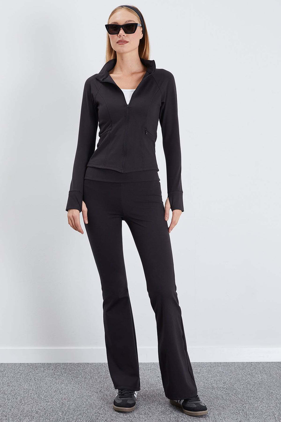 High Waist Stretchy Fabric Flare Leggings - MALLTURK