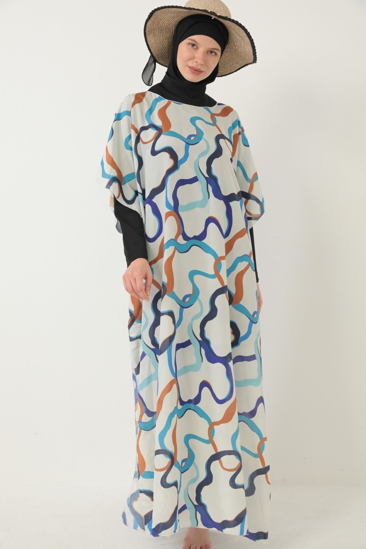 Hijab Swimsuit - Patterned Pareo - MALLTURK