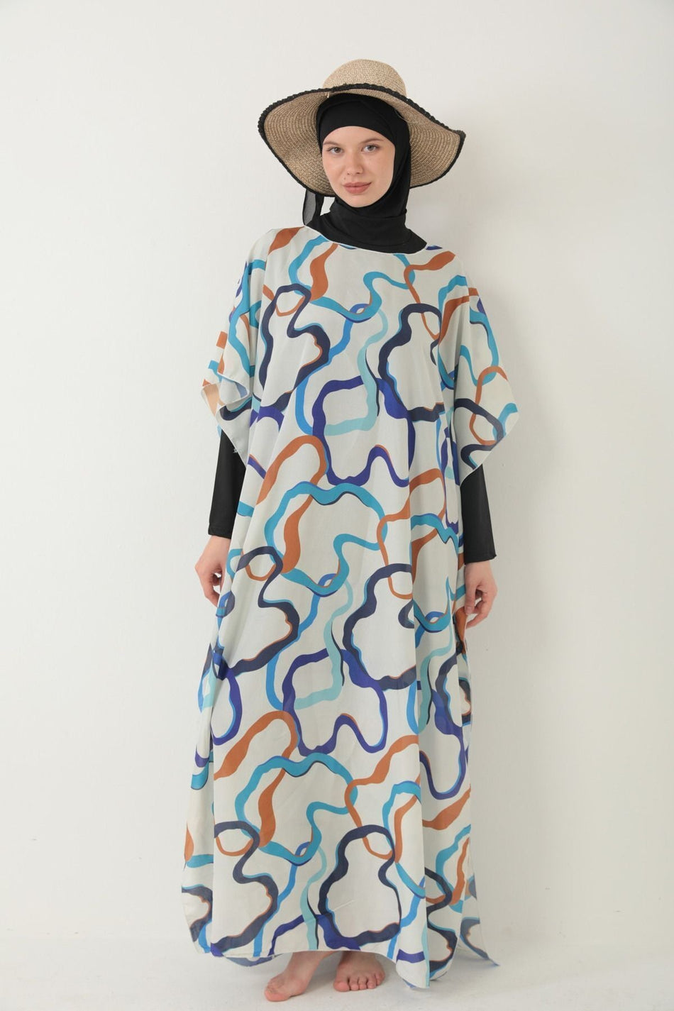 Hijab Swimsuit - Patterned Pareo - MALLTURK