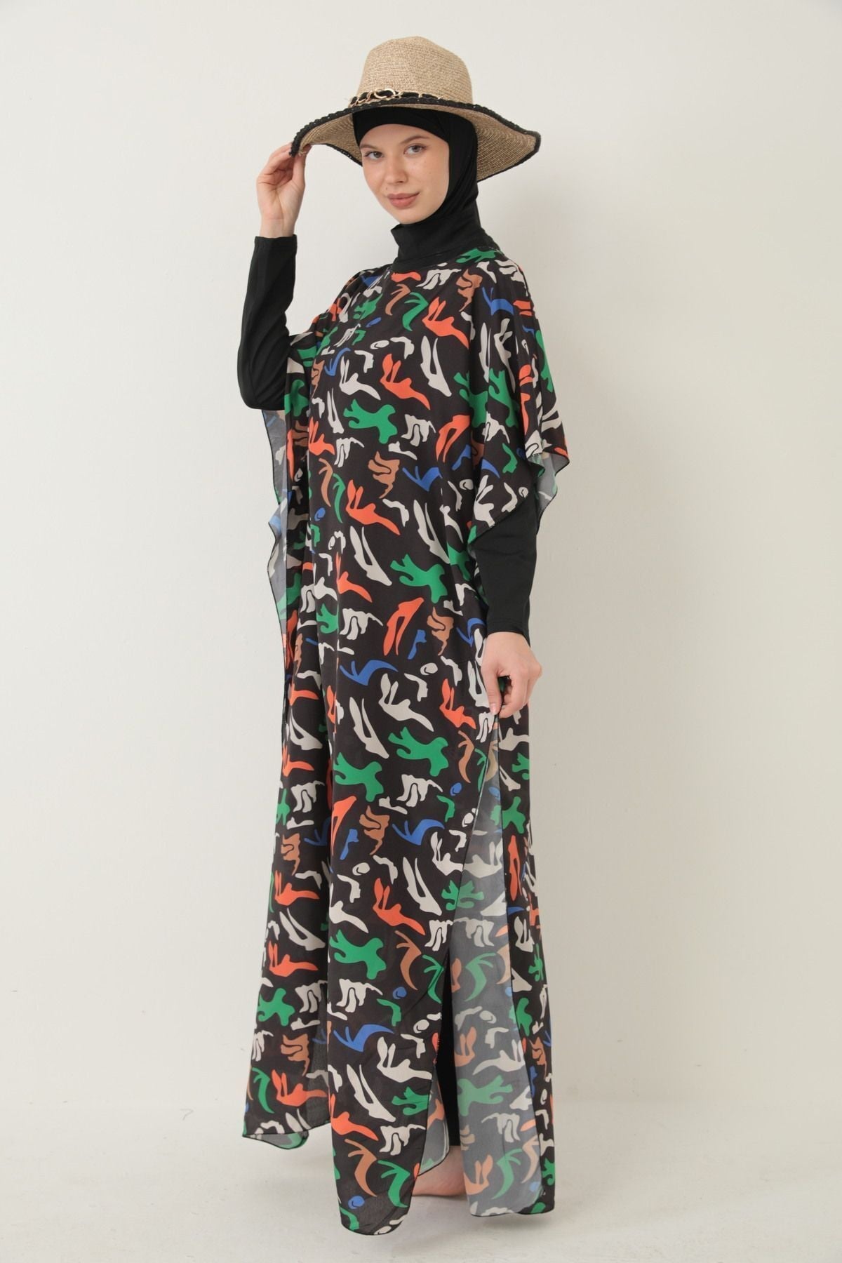 Hijab Swimsuit - Patterned Pareo - MALLTURK