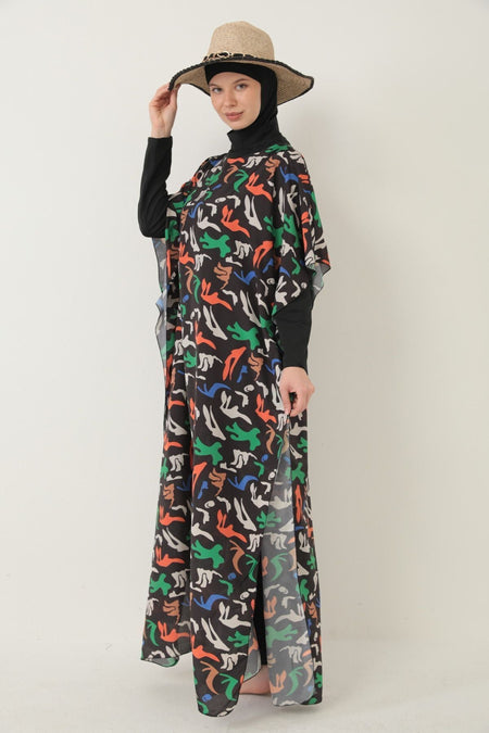 Hijab Swimsuit - Patterned Pareo - MALLTURK