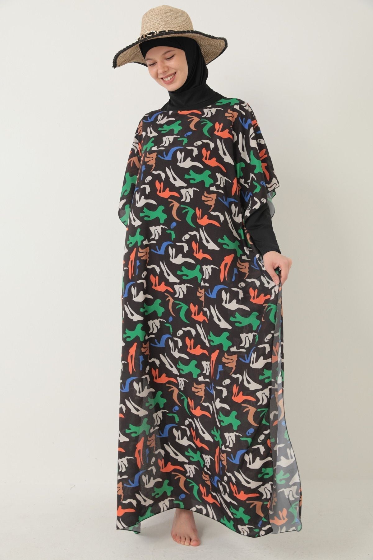 Hijab Swimsuit - Patterned Pareo - MALLTURK