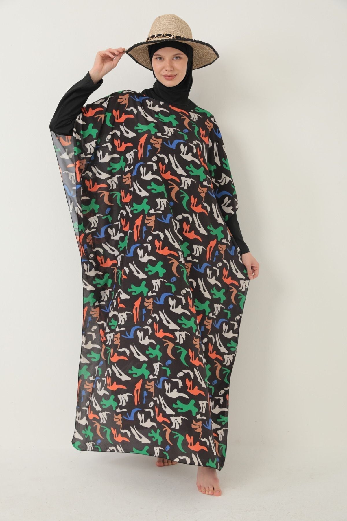 Hijab Swimsuit - Patterned Pareo - MALLTURK