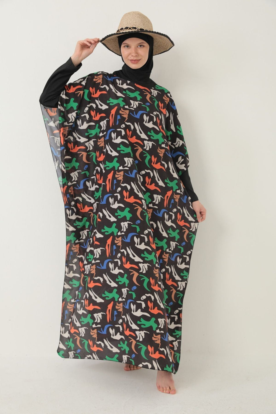 Hijab Swimsuit - Patterned Pareo - MALLTURK