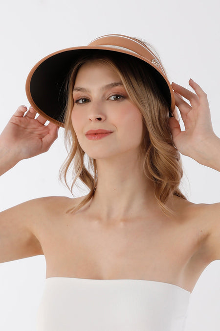 Houndstooth patterned visor adjustable straw hat - MALLTURK