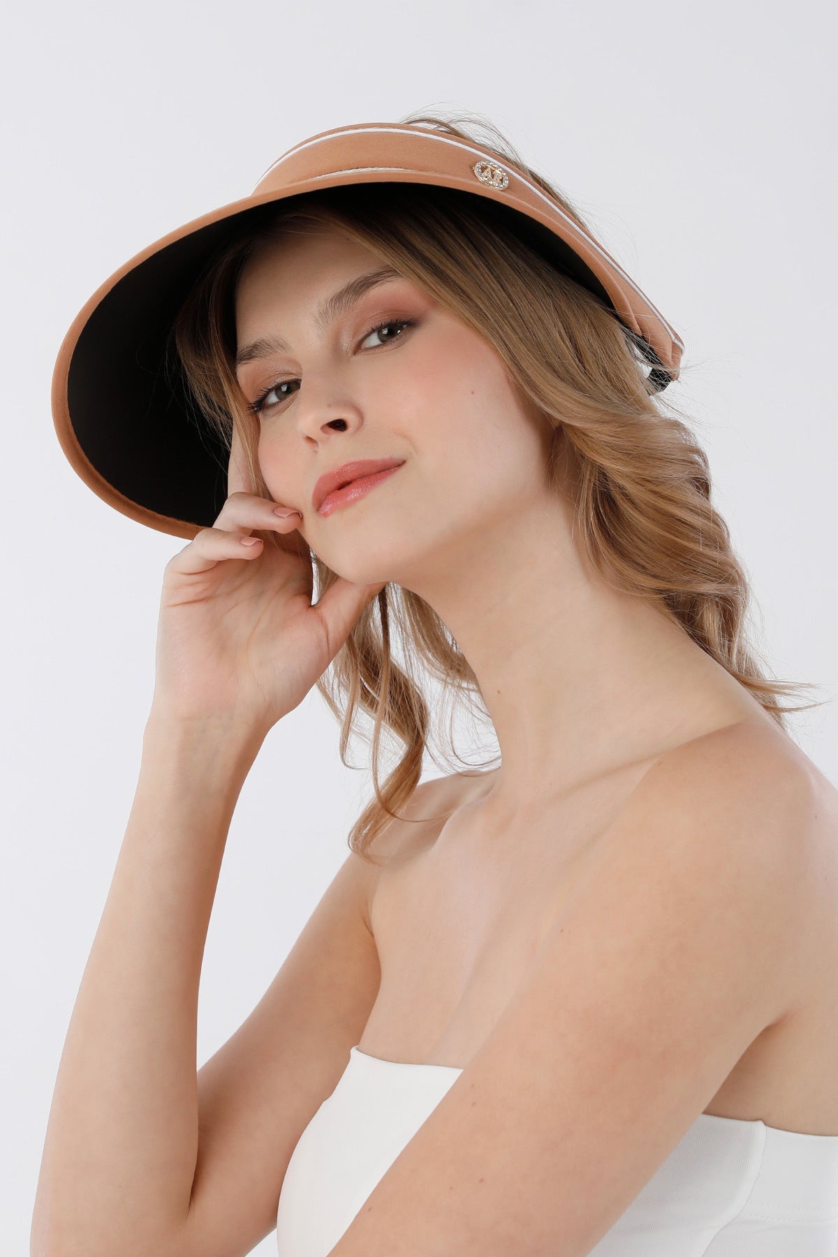 Houndstooth patterned visor adjustable straw hat - MALLTURK