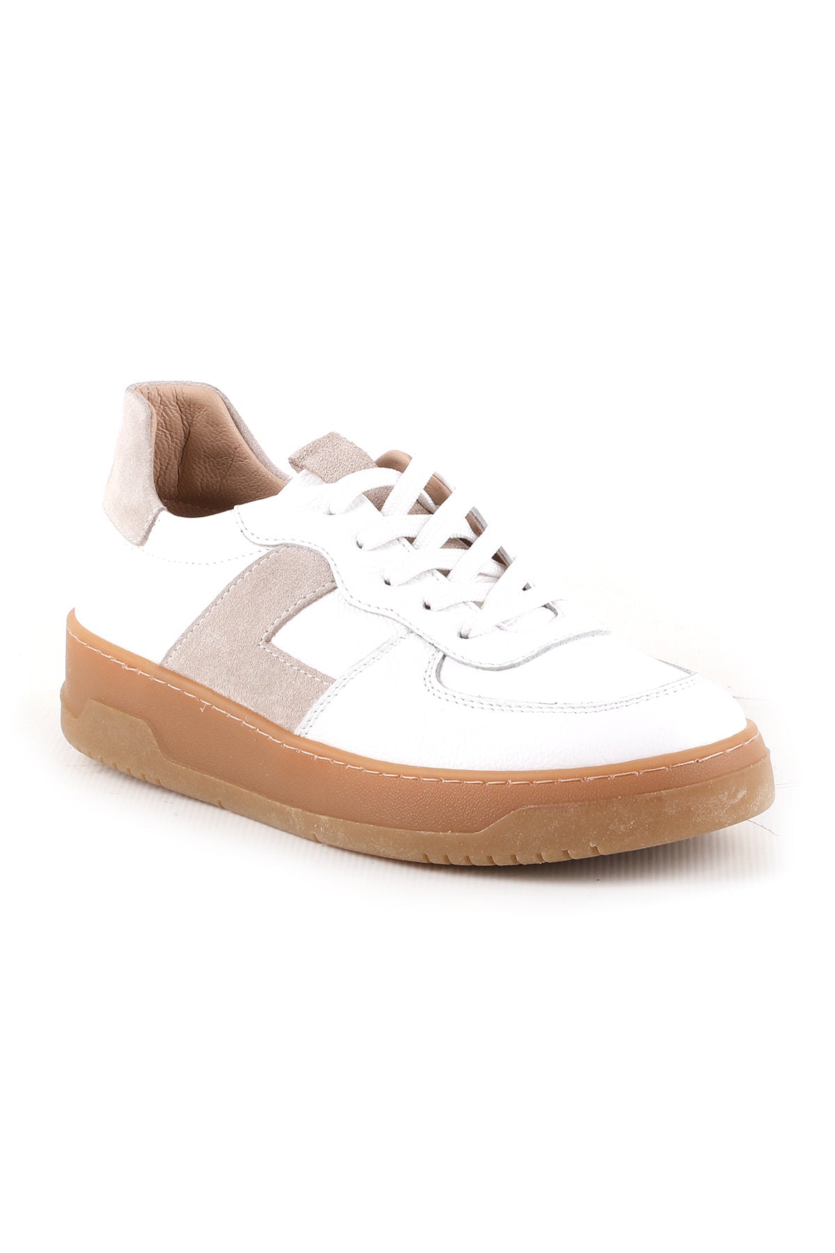 ibero L04.465 Kadın Hakiki Süet Deri Garnili Bağcıklı Kalın Tırtıklı Taban Sneaker - MALLTURK