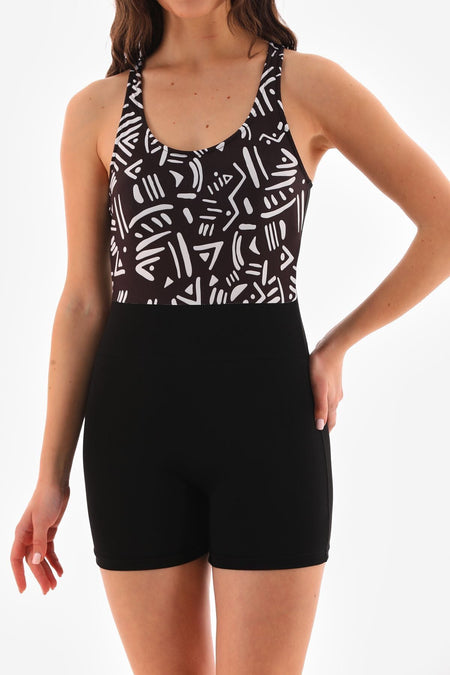 Jumpsuit Swimsuit Bathing Suit with Print Shorts - MALLTURK