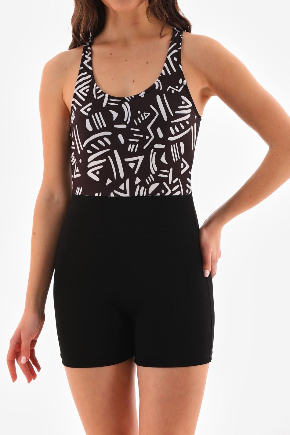 Jumpsuit Swimsuit Bathing Suit with Print Shorts - MALLTURK