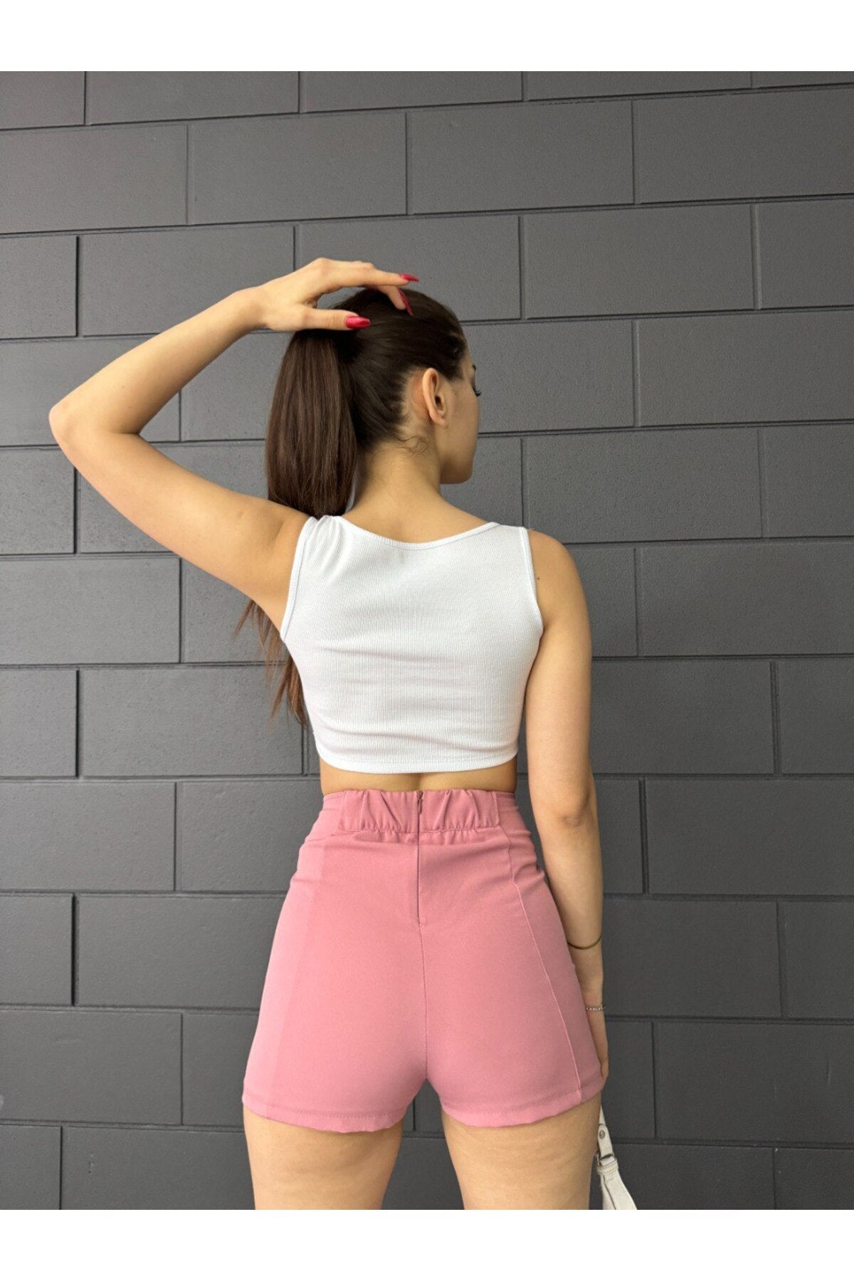 Kadın Kalın Askılı Düğme Detaylı Crop Top Büstiyer BEYAZ - MALLTURK