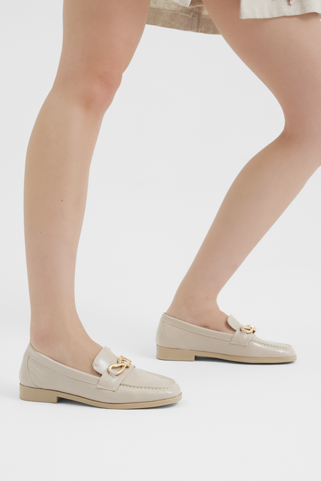 Kadın Klasik Loafer Toka Detaylı Babet Günlük Babet Kadın Bej Babet TBOMRSR1030 - MALLTURK