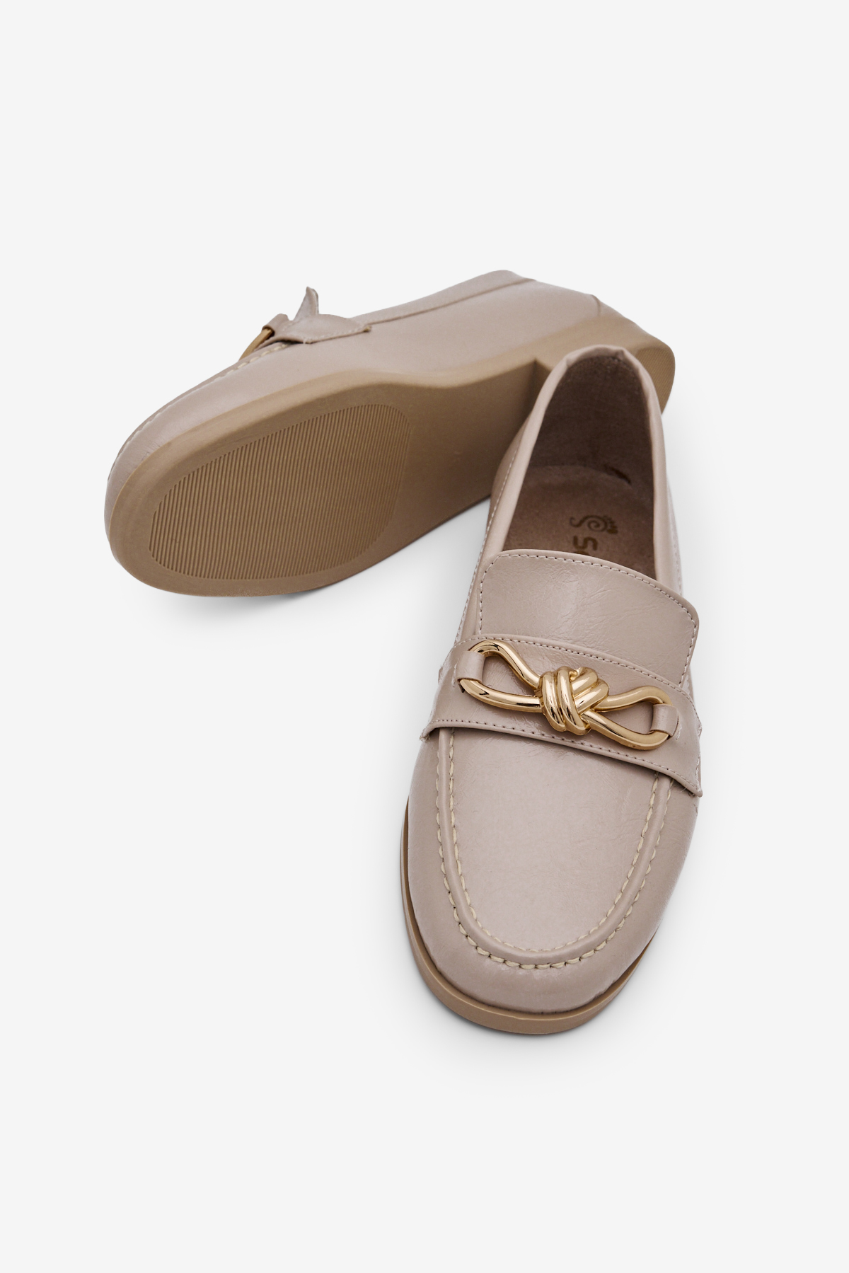 Kadın Klasik Loafer Toka Detaylı Babet Günlük Babet Kadın Bej Babet TBOMRSR1030 - MALLTURK